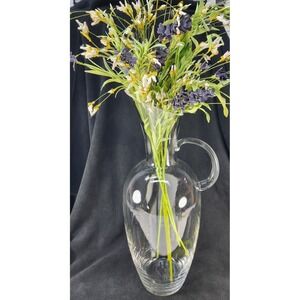 Vtg Godinger 22" Glass Floor Vase Hand Blown Slovenia Asymmetrical Slant Pitcher
